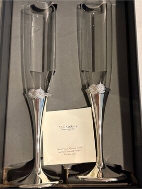 Wedgwood Vera Wang Crystal Flutes with Silver-Tone Stems